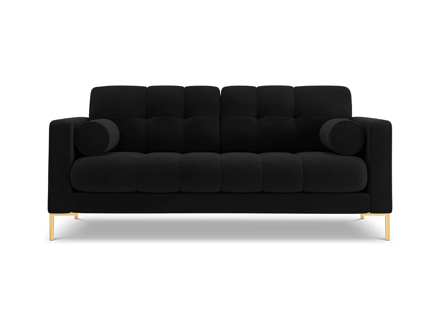 Cosmopolitan Design - Bank "Bali" 2 zitplaatsen, Flueel, Zwart - 152x92x75cm