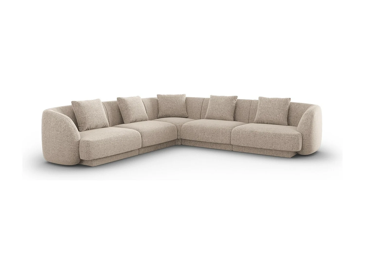 Cosmopolitan Design - Sofá esquinero simétrico "Tulum" 5 plazas de tejido chenilla beige - 255x255x70cm
