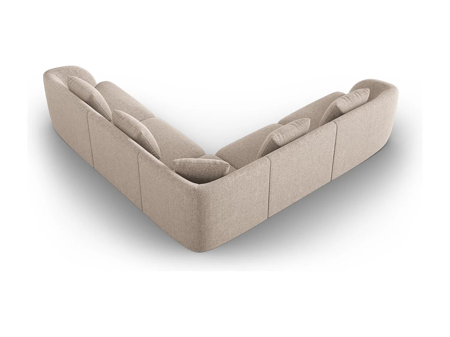 Cosmopolitan Design - Sofá esquinero simétrico "Tulum" 5 plazas de tejido chenilla beige - 255x255x70cm