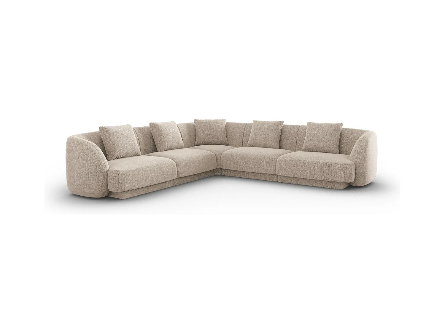 Cosmopolitan Design - Canapé d'angle symétrique "Tulum" 5 places en chenille beige - 255x255x70cm