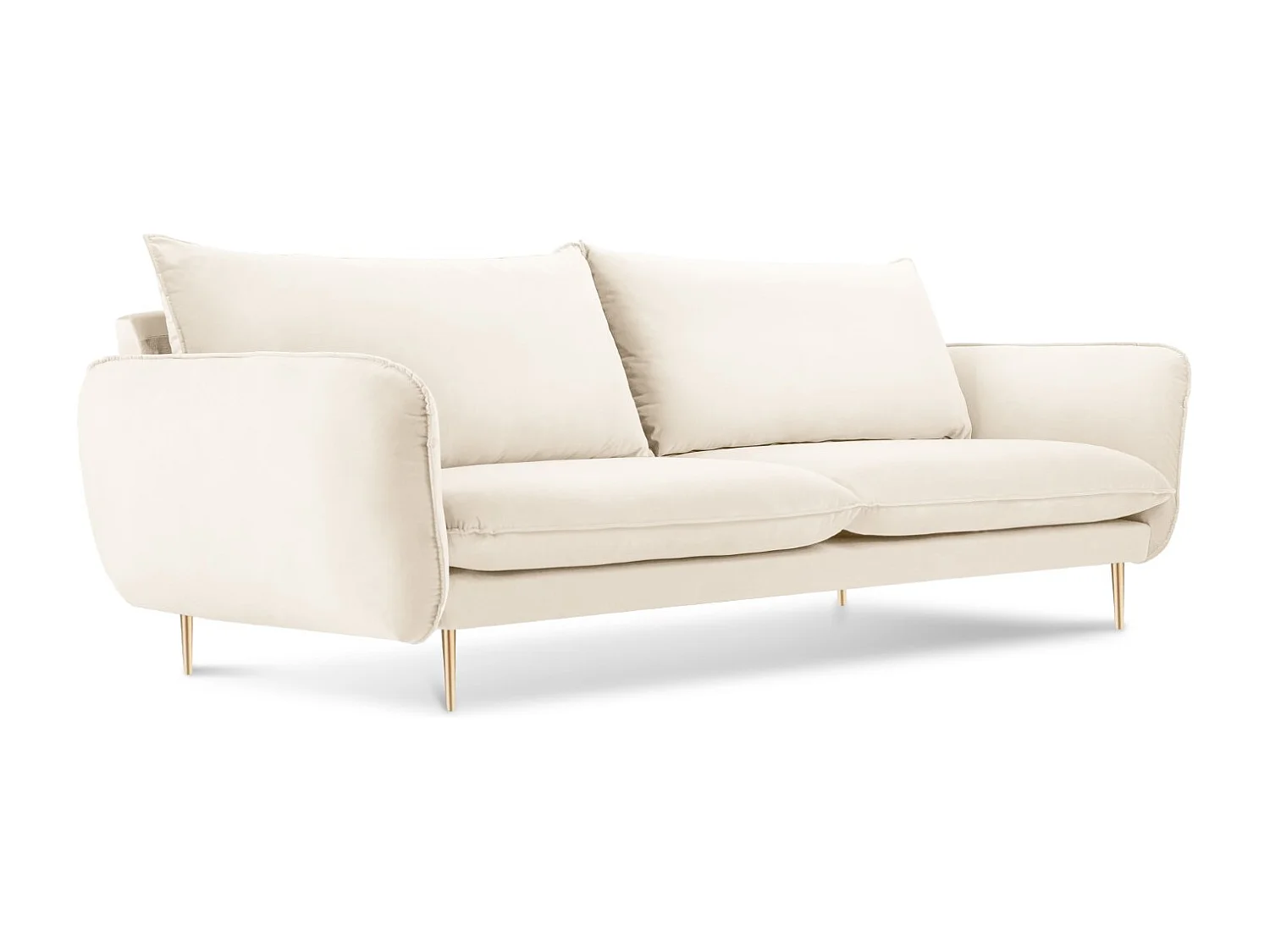 Cosmopolitan Design - Canapé "Vienna" 4 places en velours beige clair - 230x92x95cm
