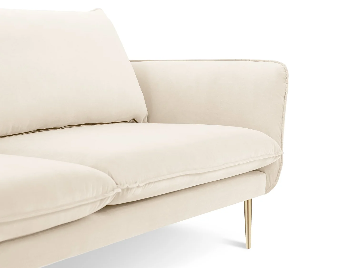 Cosmopolitan Design - Canapé "Vienna" 4 places en velours beige clair - 230x92x95cm