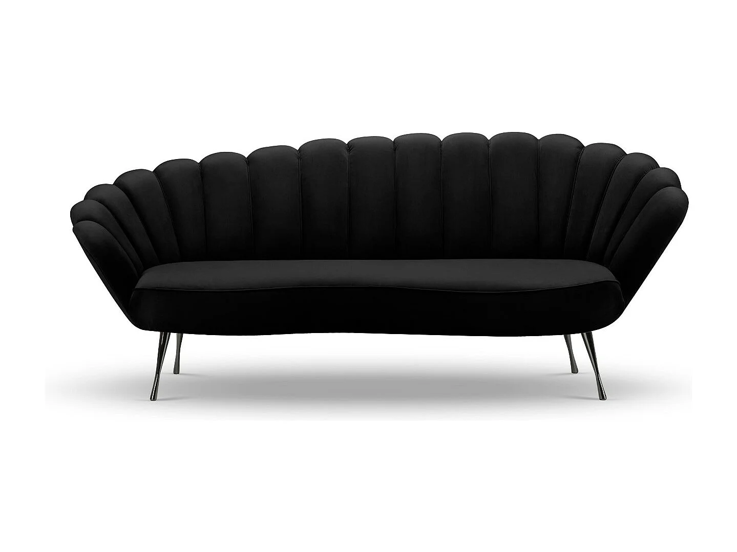 Cosmopolitan Design - Canapé "Kingston" 3 places en velours noir - 224x95x85cm