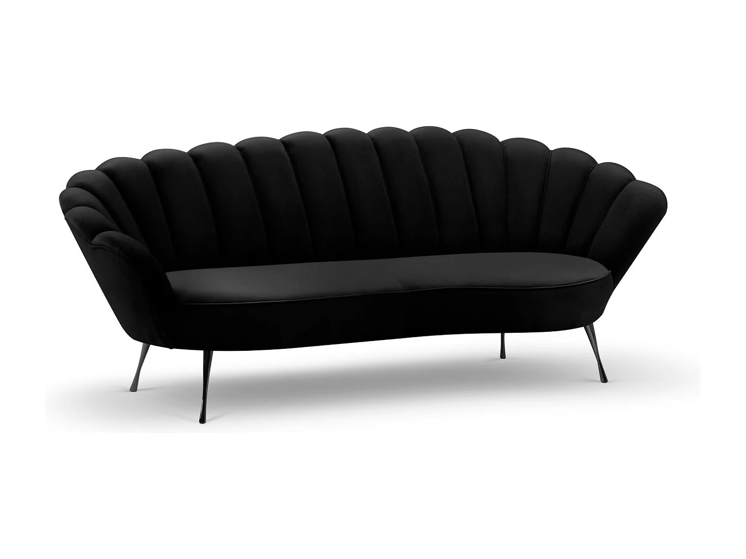Cosmopolitan Design - Canapé "Kingston" 3 places en velours noir - 224x95x85cm