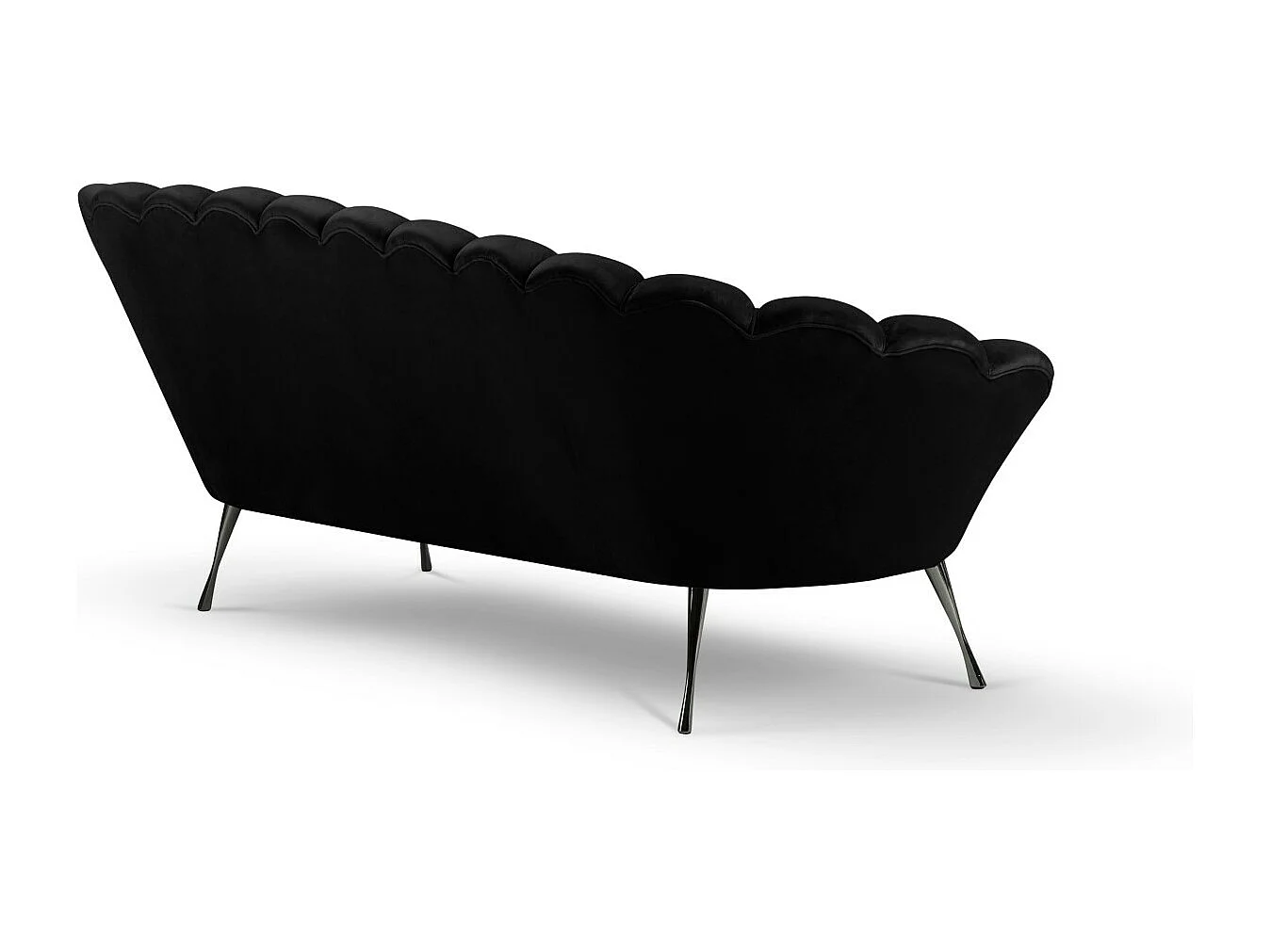 Cosmopolitan Design - Canapé "Kingston" 3 places en velours noir - 224x95x85cm