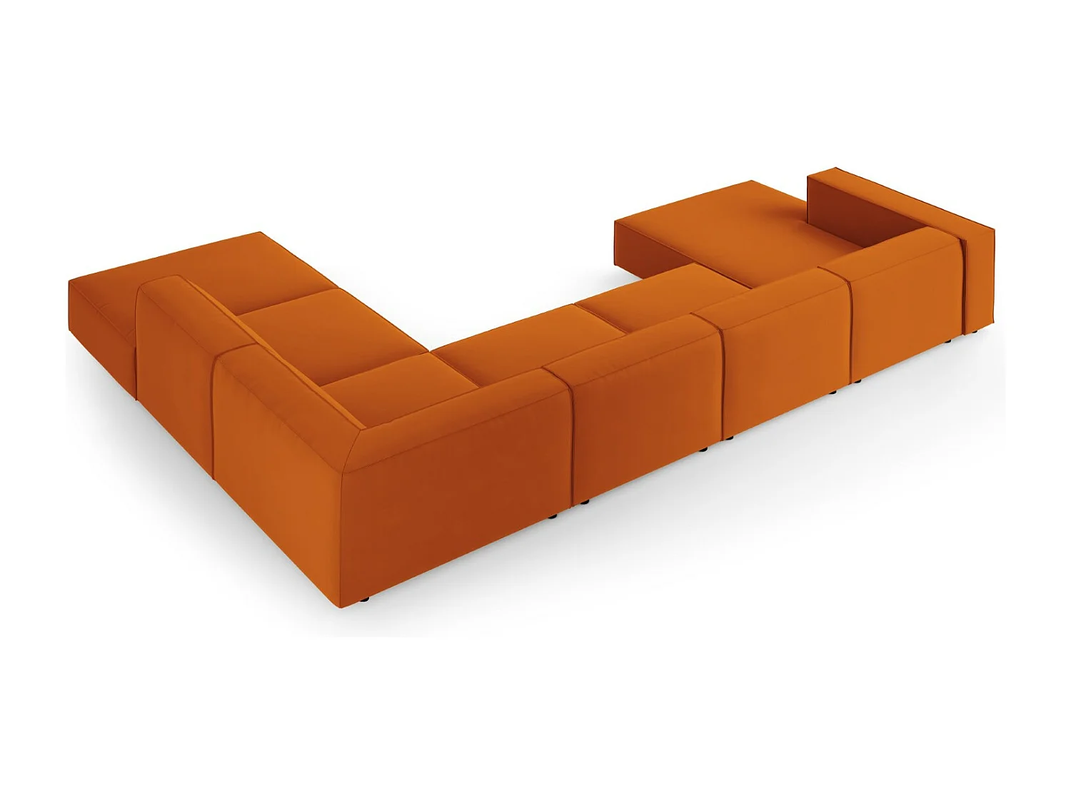 Cosmopolitan Design - Canapé d'angle droit panoramique "Arendal" 7 places en velours terracotta - 364x262x70cm