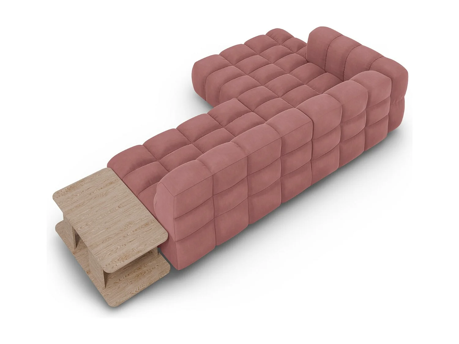 Cosmopolitan Design - Divano angolare modulare sinistro "Sky" 4 posti in velluto salmone - 297x162x75cm