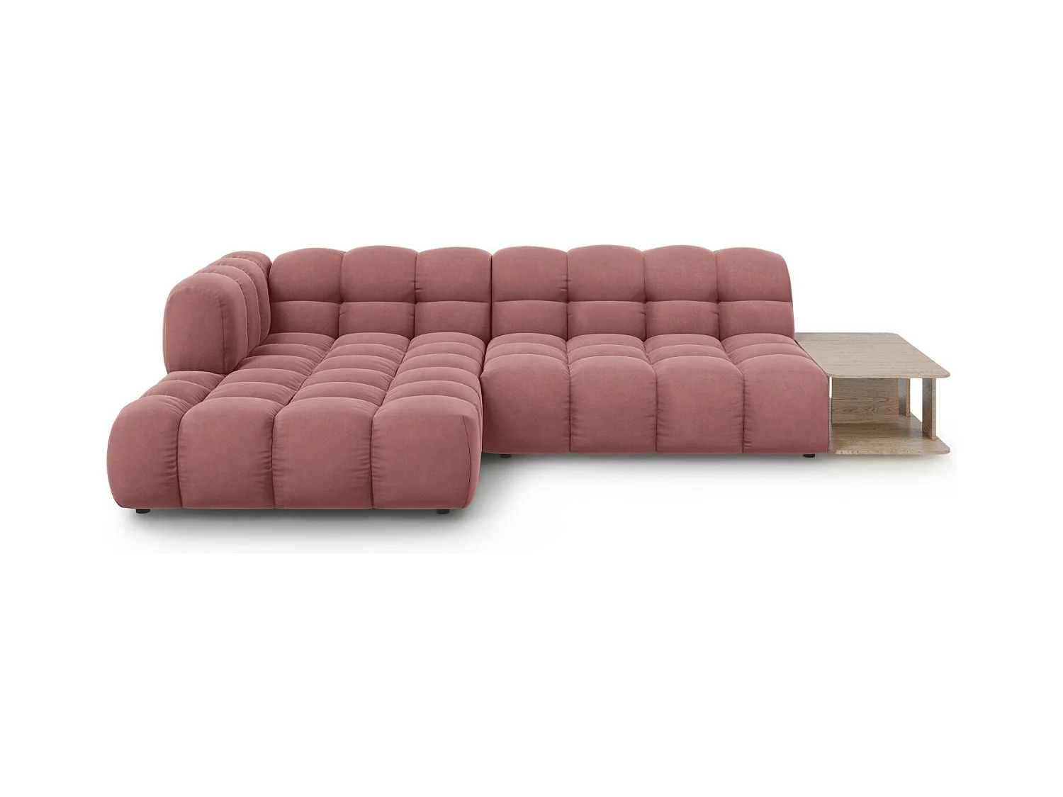 Cosmopolitan Design - Modulaire hoekbank links "Sky" 4 zitplaatsen, Flueel, Zalm - 297x162x75cm