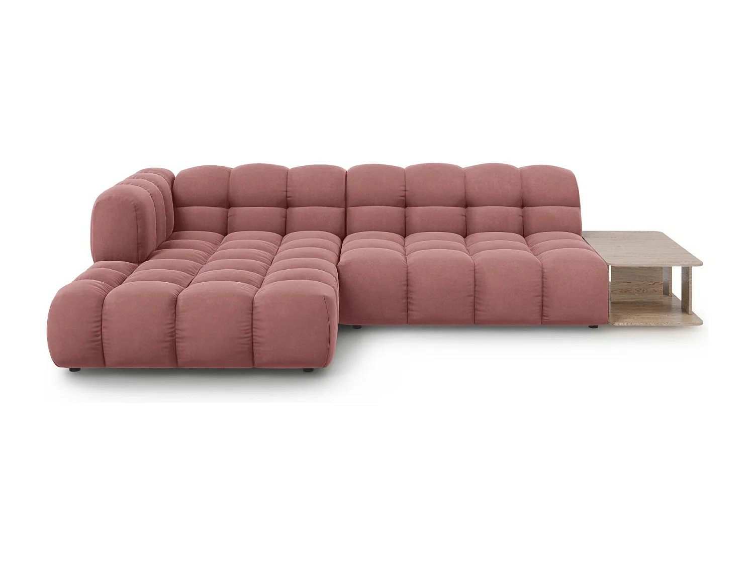 Cosmopolitan Design - Canapé d'angle gauche modulable "Sky" 4 places en velours saumon - 297x162x75cm