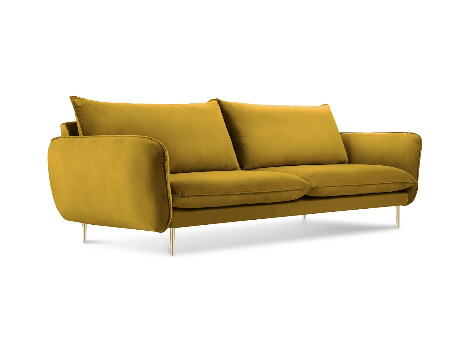 Cosmopolitan Design - Canapé "Vienna" 4 places en velours jaune - 230x92x95cm