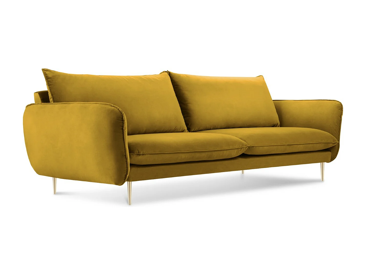 Cosmopolitan Design - Sofa, "Vienna" 4 miejsca welur, żółty - 230x92x95cm
