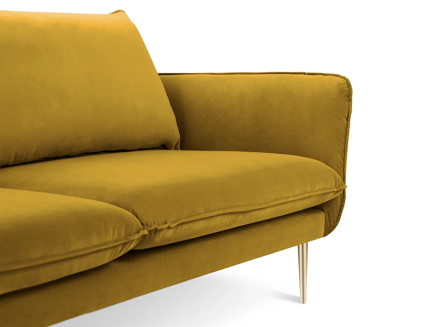 Cosmopolitan Design - Sofa, "Vienna" 4 miejsca welur, żółty - 230x92x95cm