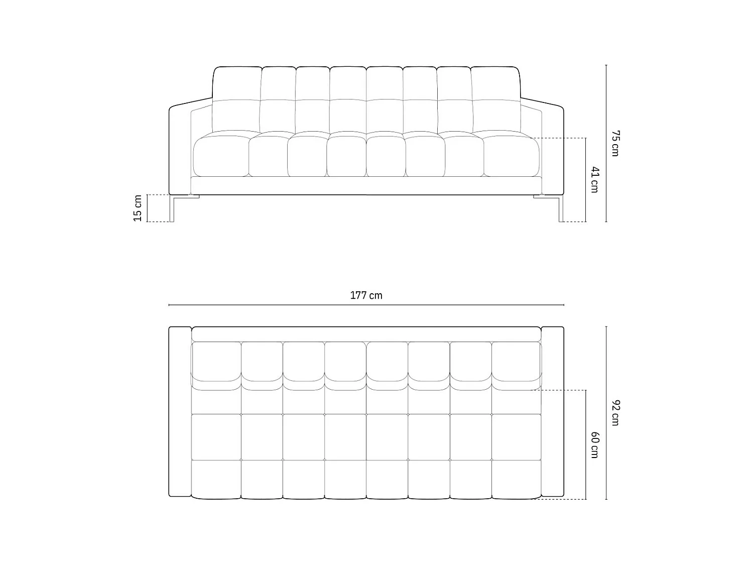 Cosmopolitan Design - 3-Sitzer Sofa "Bali" aus strukturiertem Stoff gelb - 177x92x75cm