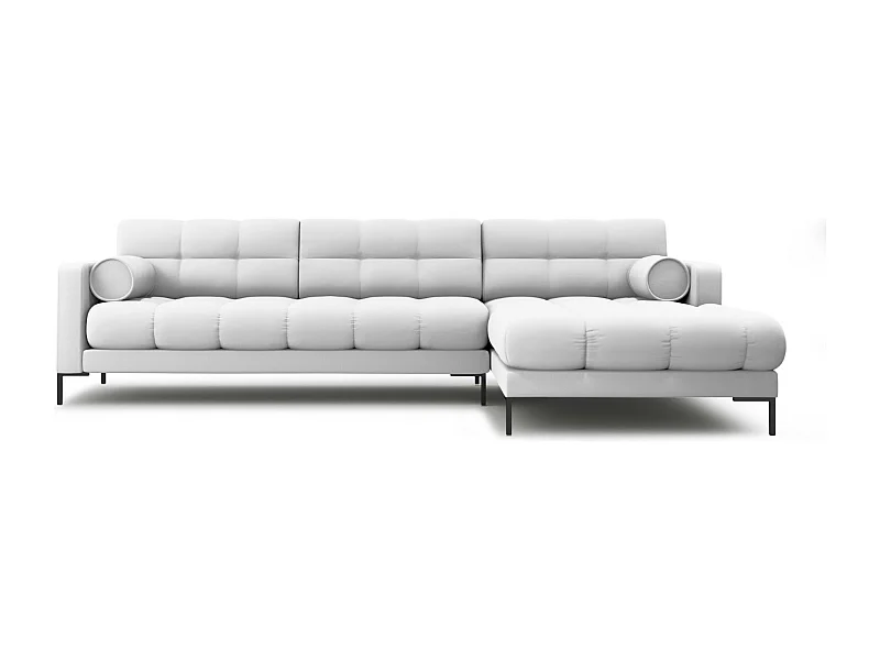 Cosmopolitan Design - 5-Sitzer Ecksofa rechts "Bali" aus strukturiertem Stoff hellgrau - 293x185x75cm