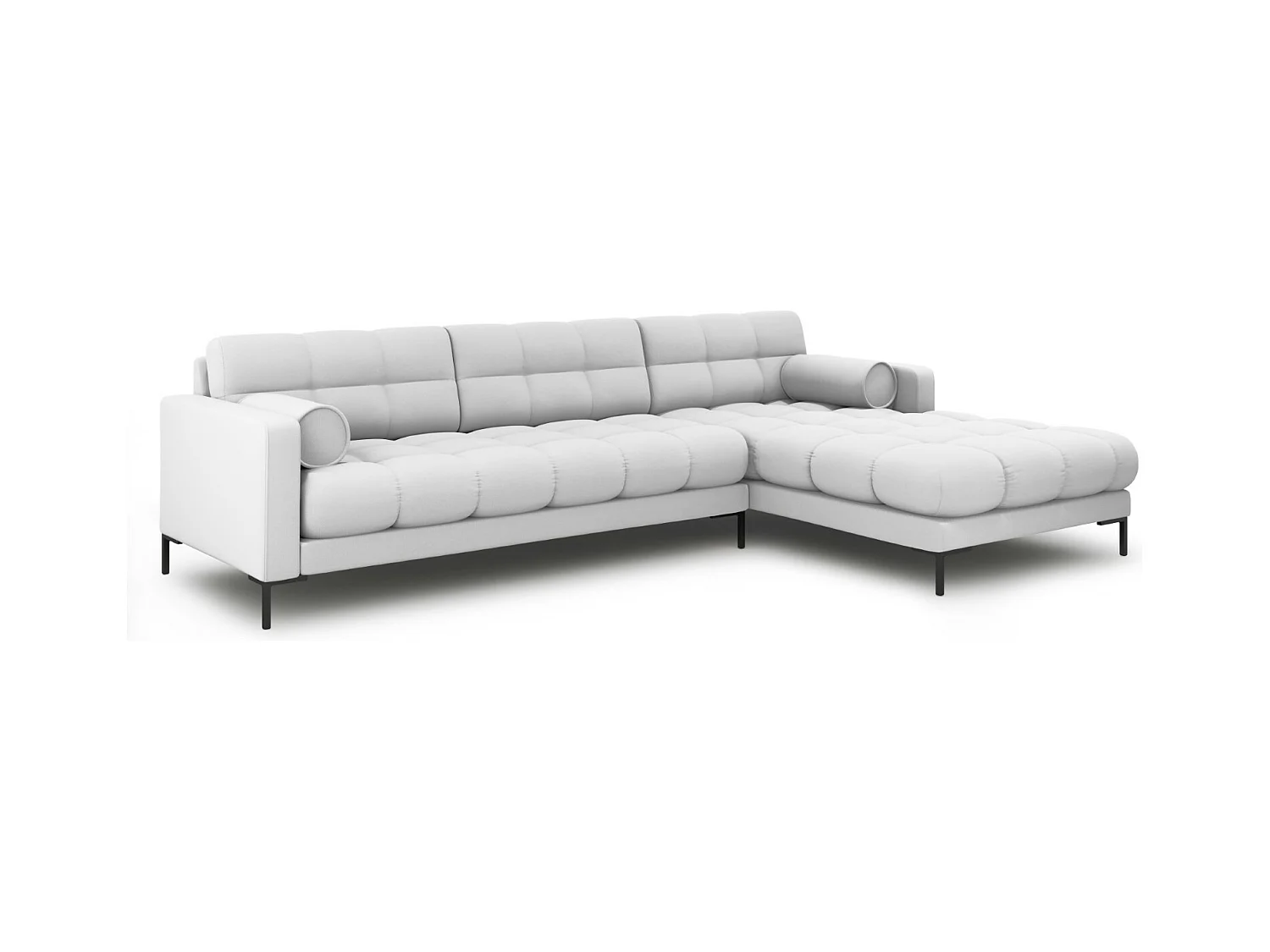 Cosmopolitan Design - 5-Sitzer Ecksofa rechts "Bali" aus strukturiertem Stoff hellgrau - 293x185x75cm