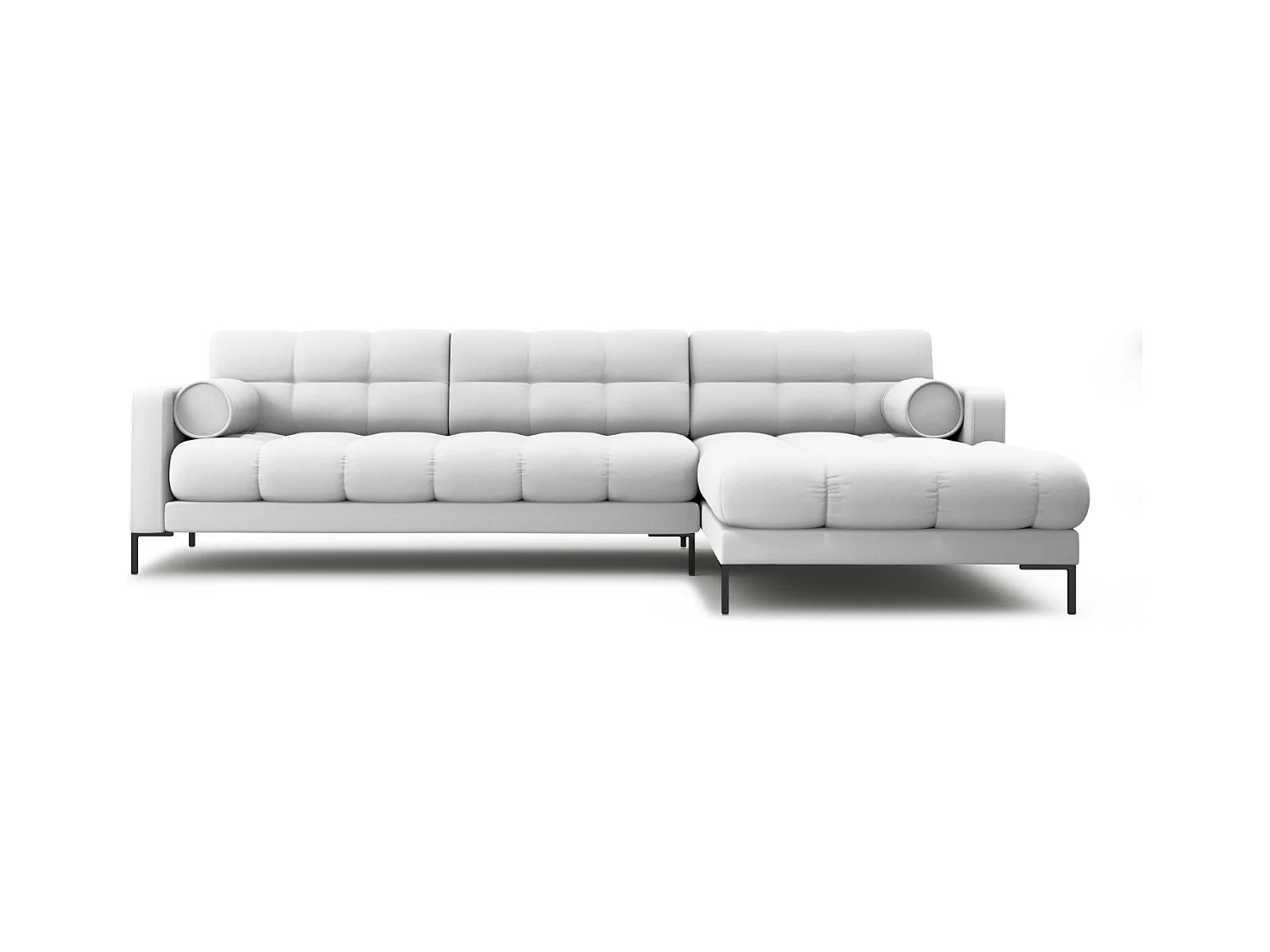 Cosmopolitan Design - Rechter hoekbank "Bali" 5 zitplaatsen, Structurele stof, Lichtgrijs - 293x185x75cm
