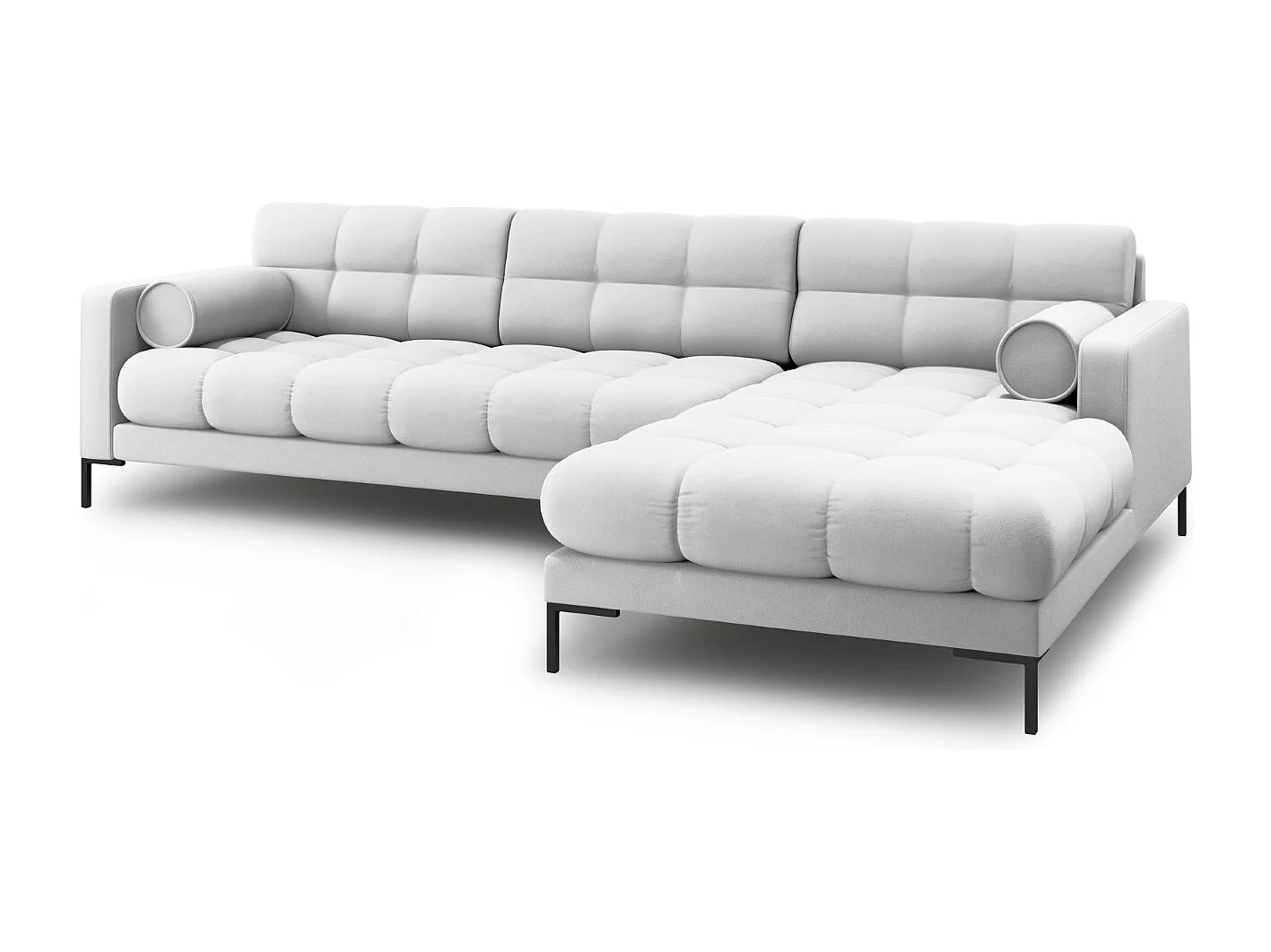 Cosmopolitan Design - Canapé d'angle droit "Bali" 5 places en tissu structurel gris clair - 293x185x75cm