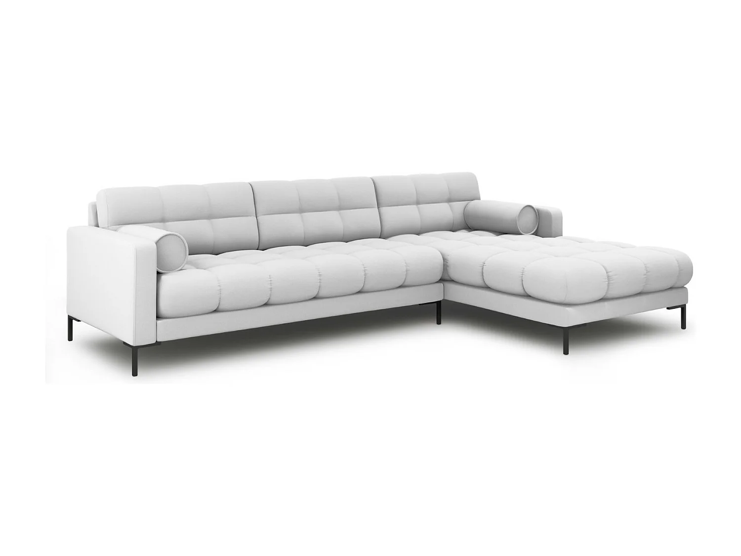 Cosmopolitan Design - Canapé d'angle droit "Bali" 5 places en tissu structurel gris clair - 293x185x75cm