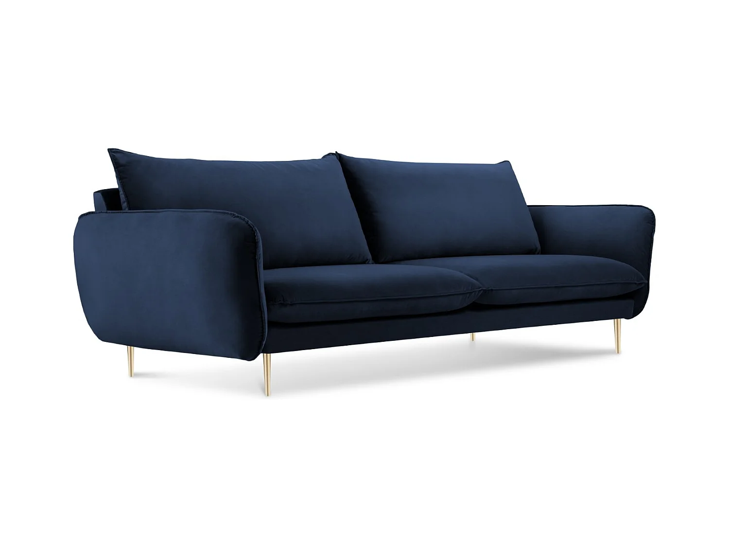 Cosmopolitan Design - Bank "Vienna" 4 zitplaatsen, Flueel, Koningsblauw - 230x92x95cm