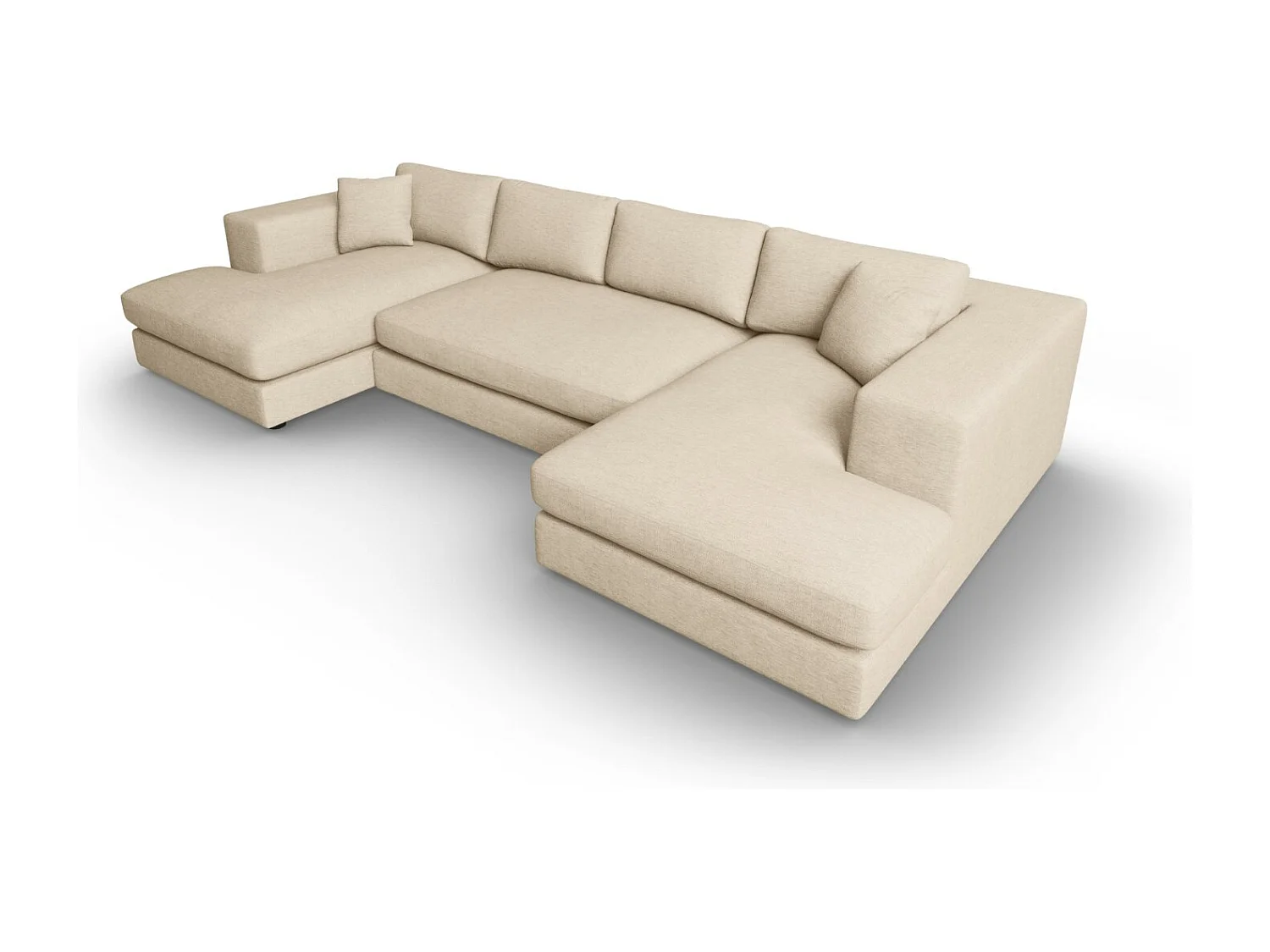 CXL by Christian Lacroix - Canapé panoramique "Tendance" 5 places en tissu structurel beige - 344x170x72cm