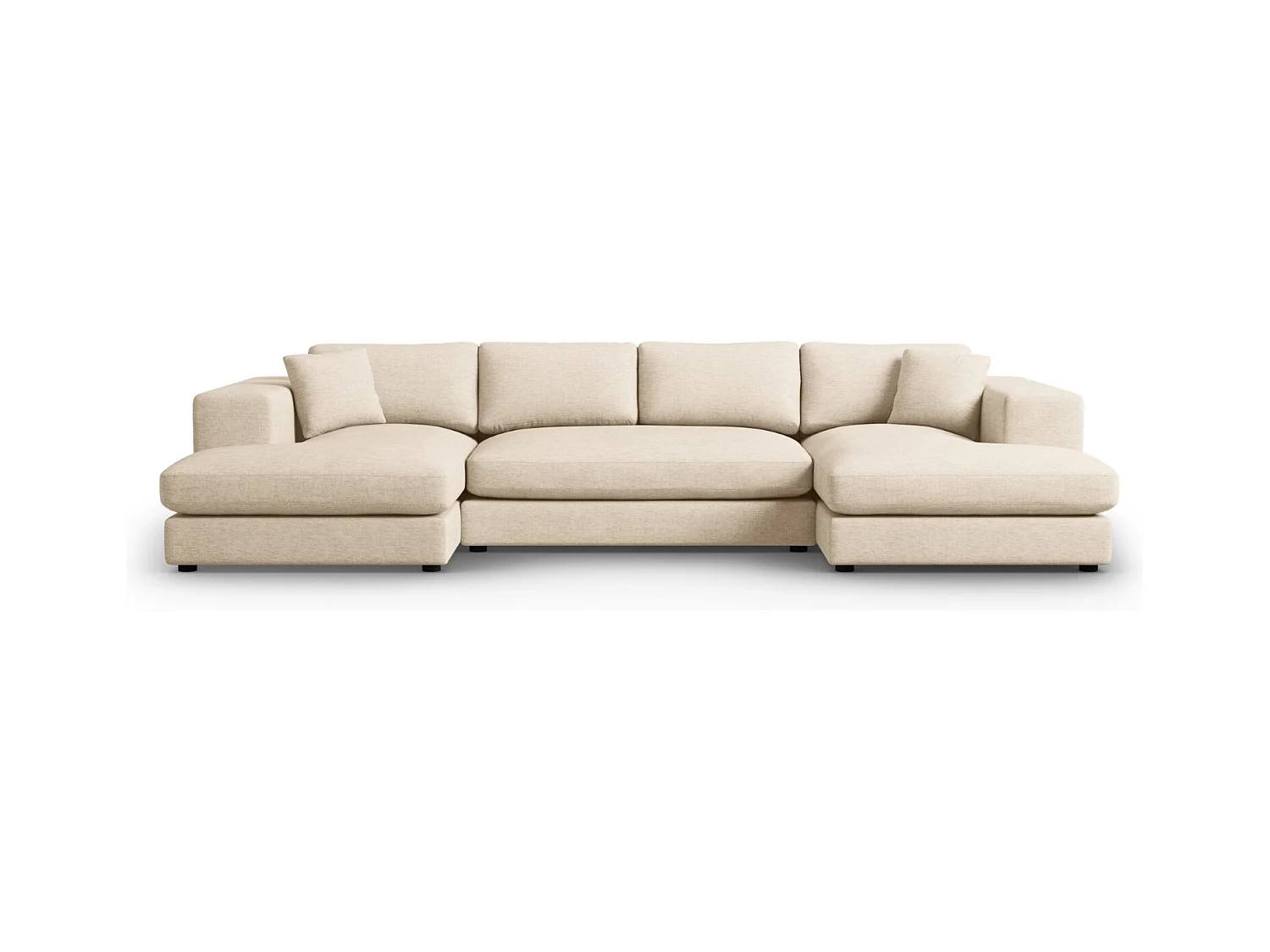 CXL by Christian Lacroix - Panoramische bank "Tendance" 5 zitplaatsen, Structurele stof, Beige - 344x170x72cm