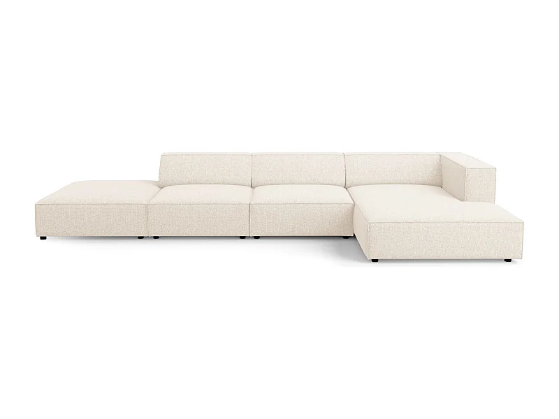 Cosmopolitan Design - Rechter hoekbank "Arendal" 5 zitplaatsen, Chenille, Lichtbeige - 341x166x70cm