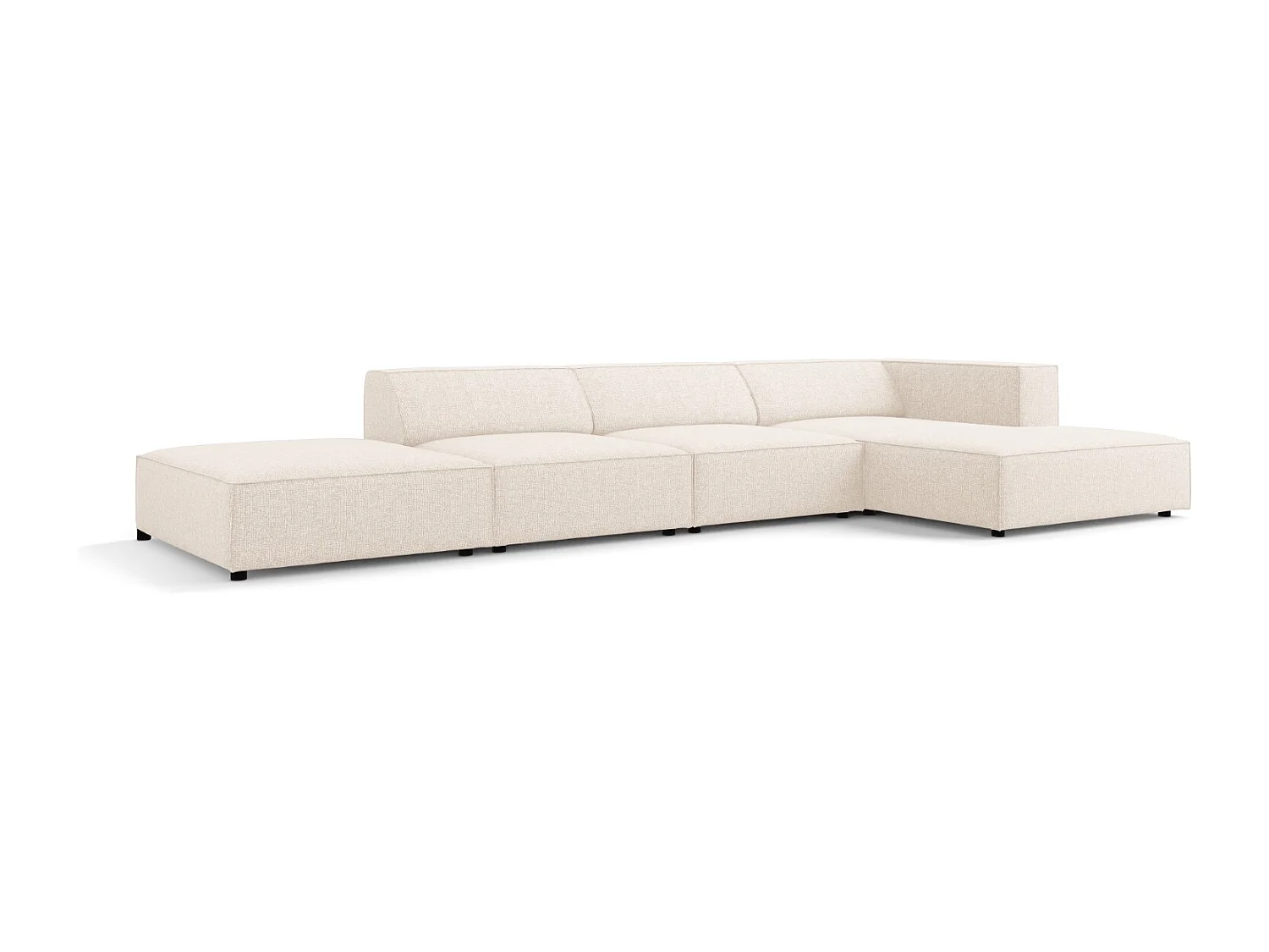 Cosmopolitan Design - 5-Sitzer Ecksofa rechts "Arendal" aus Chenille-Stoff leichtes beige - 341x166x70cm