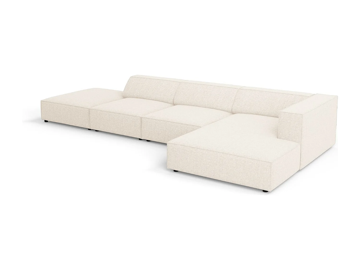 Cosmopolitan Design - Sofá de canto direito "Arendal" 5 lugares em tecido chenille bege claro - 341x166x70cm