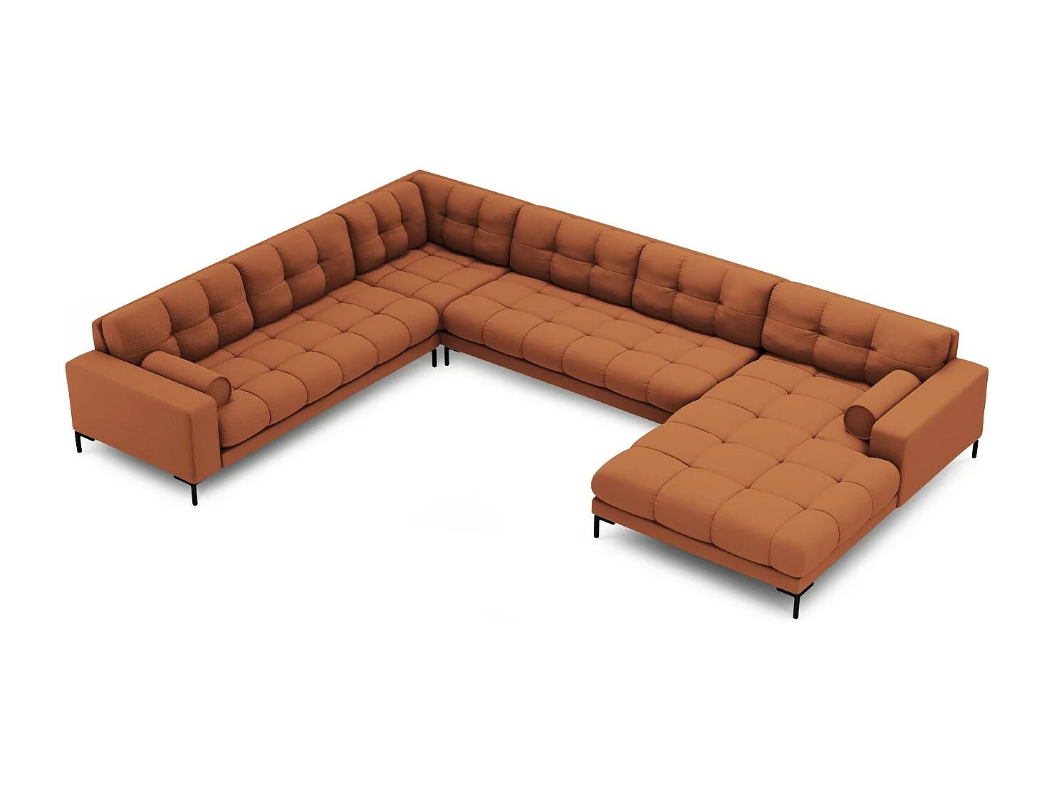 Cosmopolitan Design - Narożnik lewy panoramiczny, "Bali" 7 miejsc tkanina strukturalna, cegła - 327x256x75cm