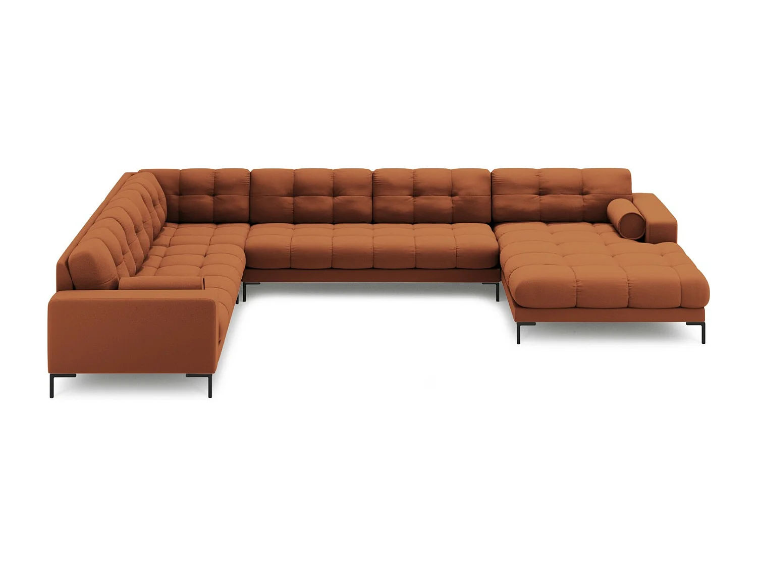 Cosmopolitan Design - Narożnik lewy panoramiczny, "Bali" 7 miejsc tkanina strukturalna, cegła - 327x256x75cm