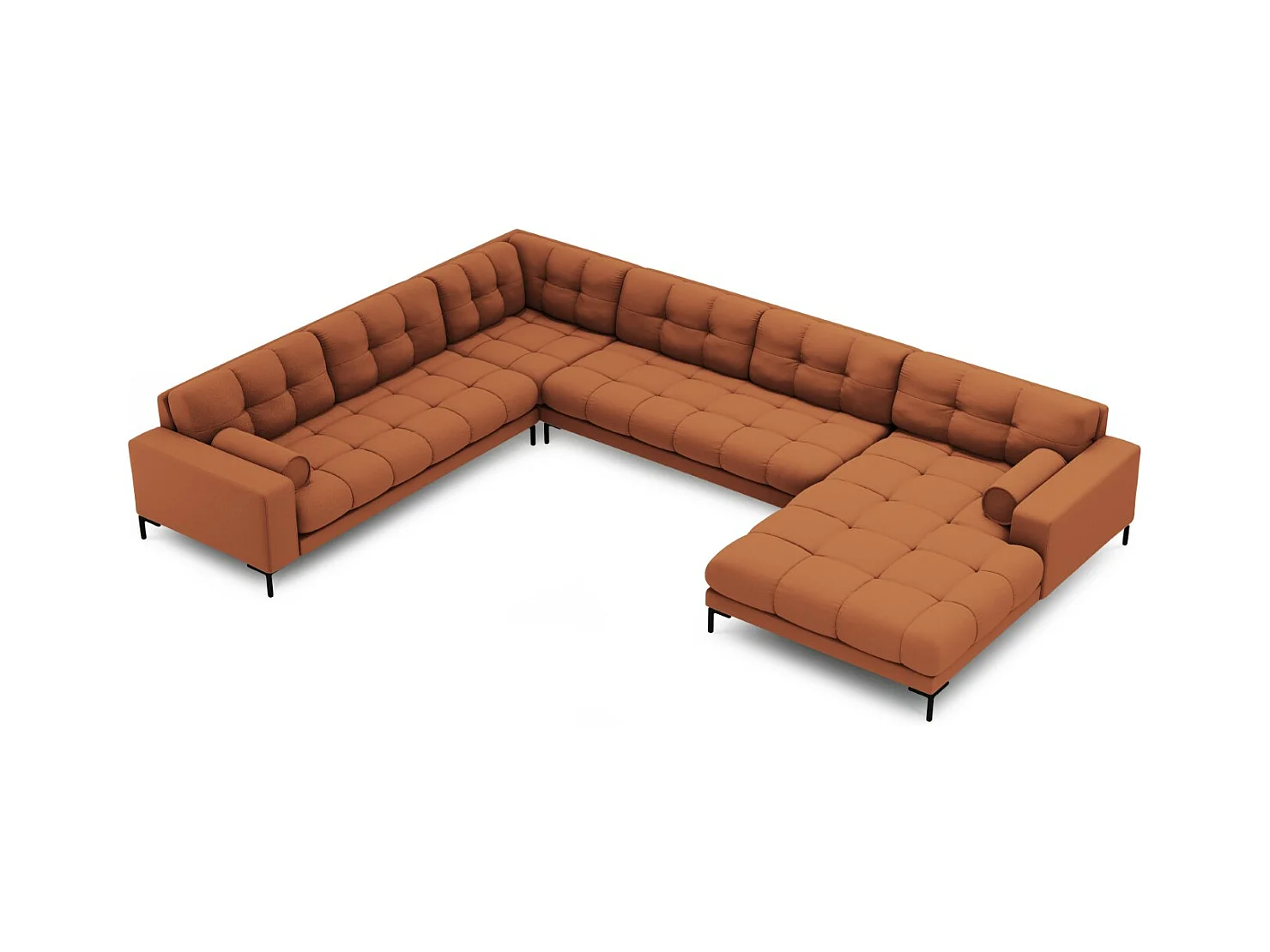 Cosmopolitan Design - Panoramische hoekbank links "Bali" 7 zitplaatsen, Structurele stof, Baksteen - 327x256x75cm