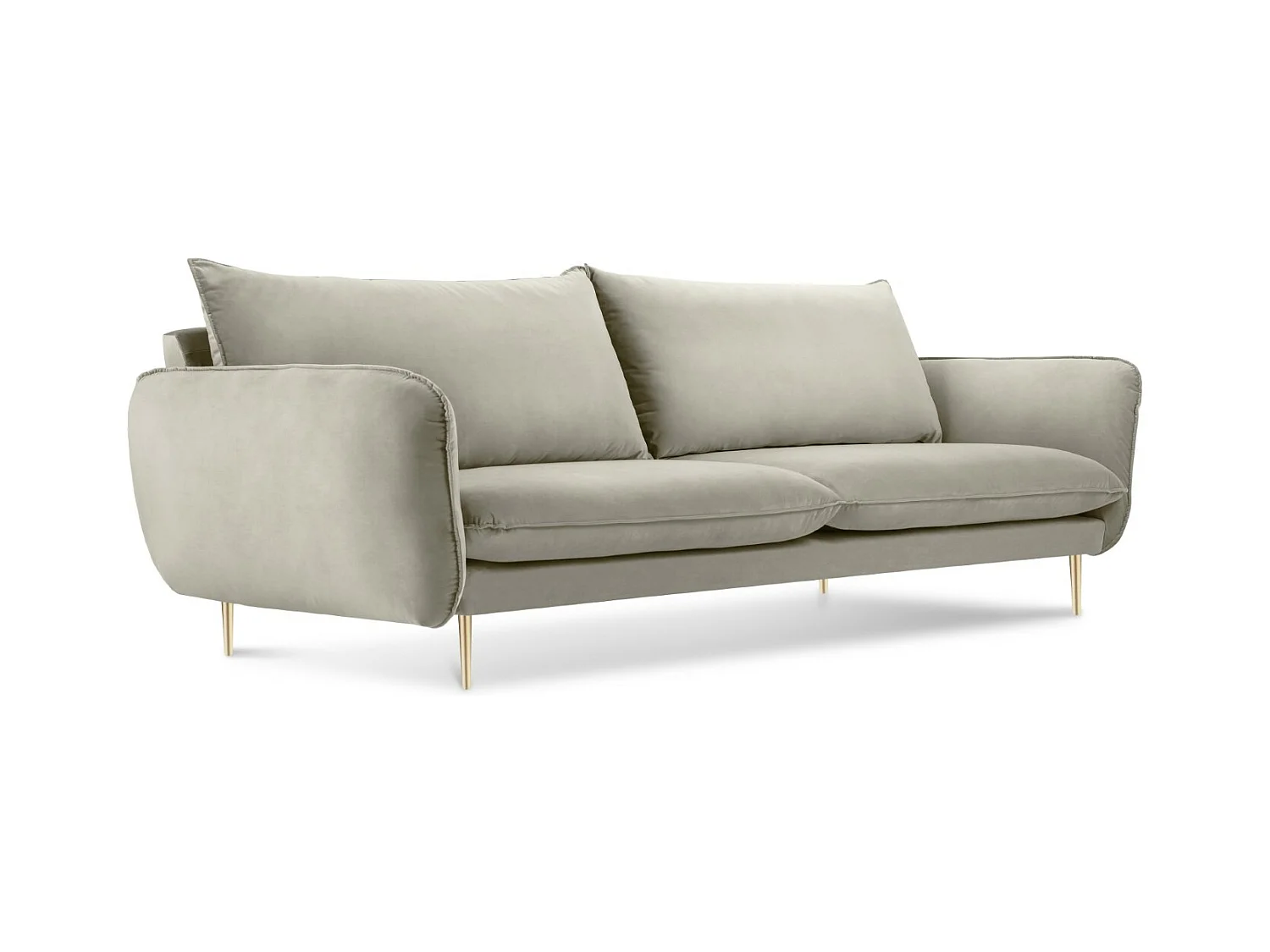 Cosmopolitan Design - Canapé "Vienna" 3 places en velours beige - 200x92x95cm