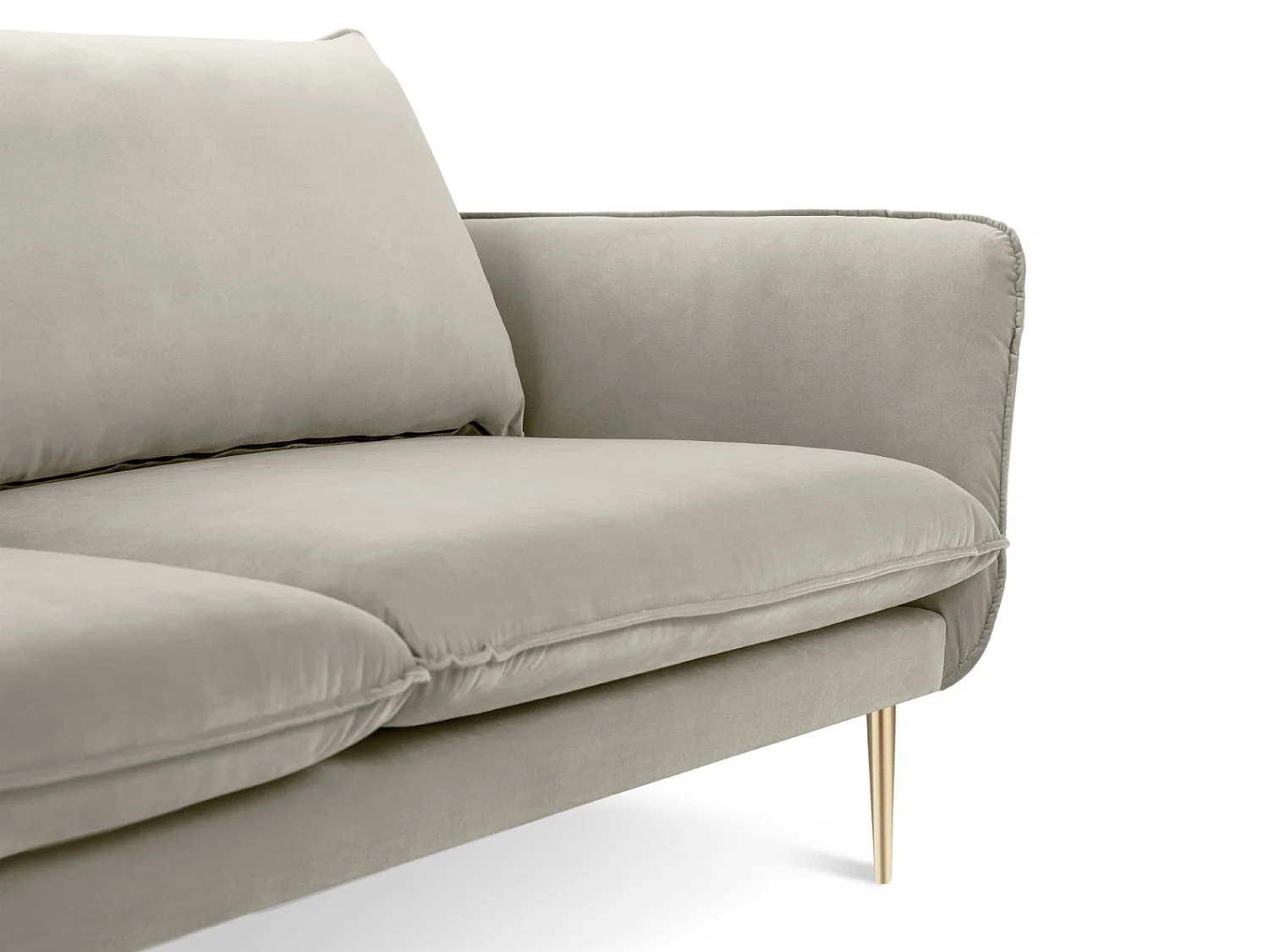 Cosmopolitan Design - Canapé "Vienna" 3 places en velours beige - 200x92x95cm