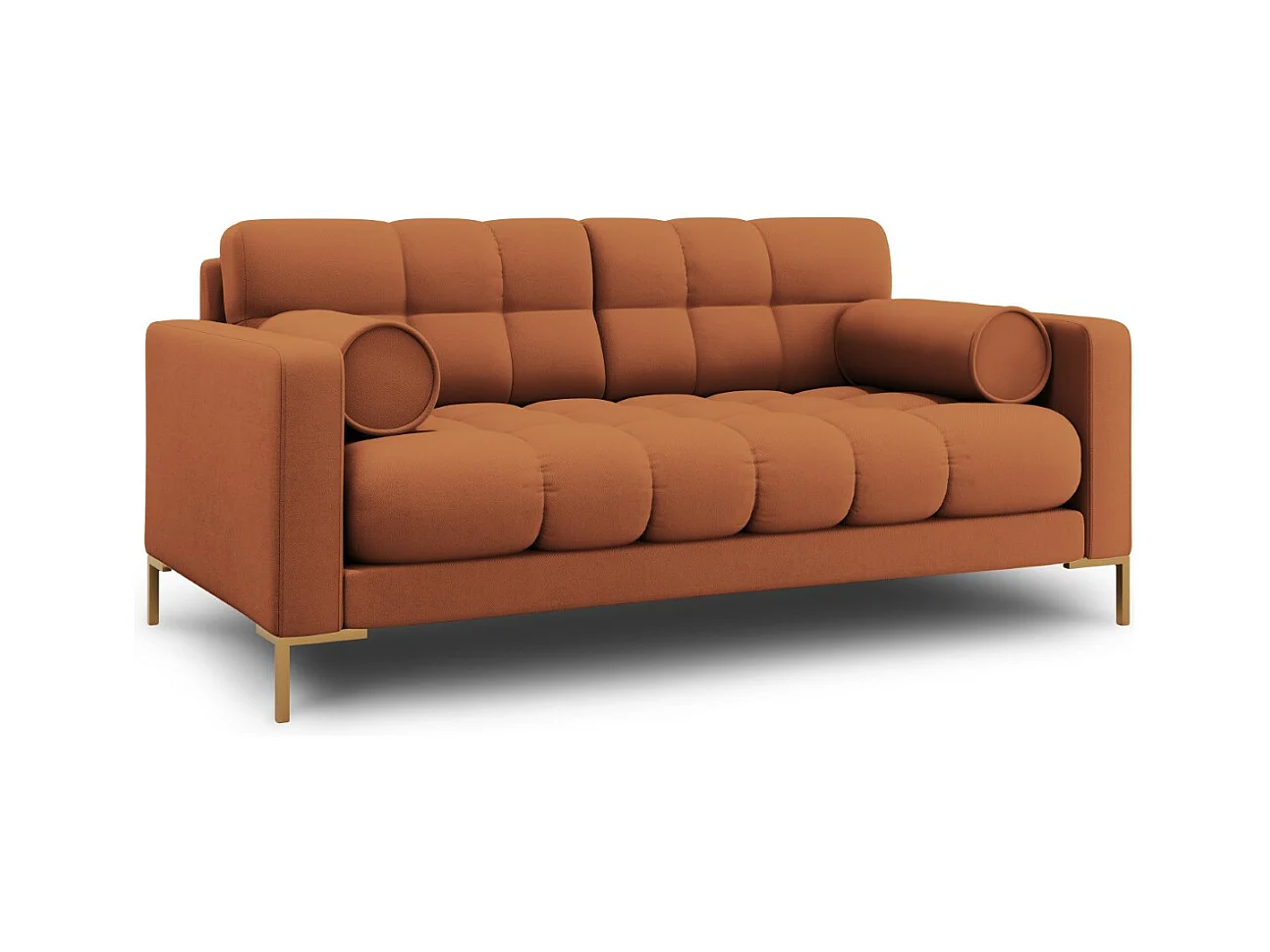 Cosmopolitan Design - 2-Sitzer Sofa "Bali" aus strukturiertem Stoff ziegelrot - 152x92x75cm