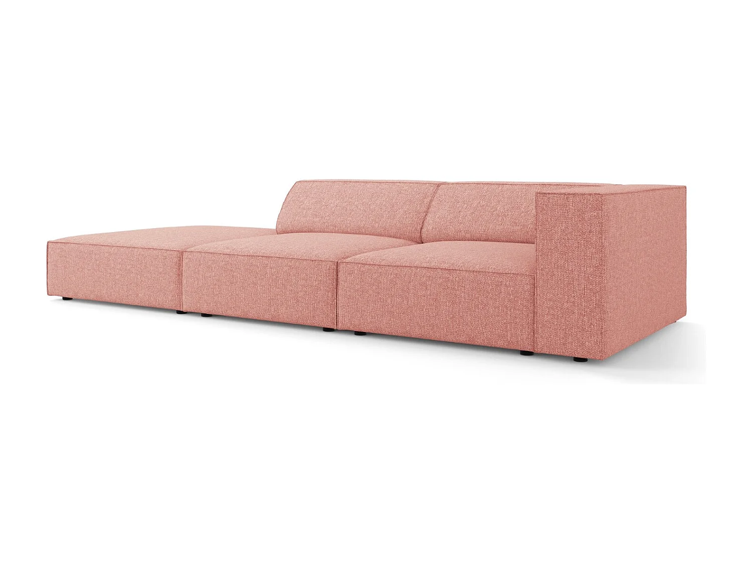 Cosmopolitan Design - Sofá esquerdo "Arendal" 4 lugares em tecido chenille rosa - 262x102x70cm