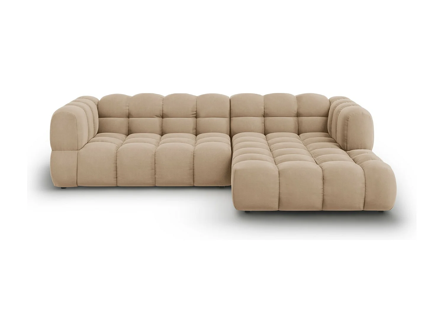 Cosmopolitan Design - Sofá esquinero modular derecho "Sky" 4 plazas de terciopelo arena - 272x162x75cm