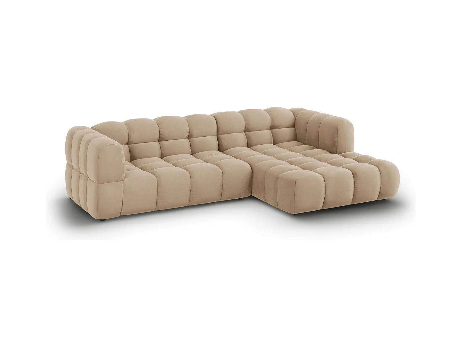 Cosmopolitan Design - Sofá esquinero modular derecho "Sky" 4 plazas de terciopelo arena - 272x162x75cm