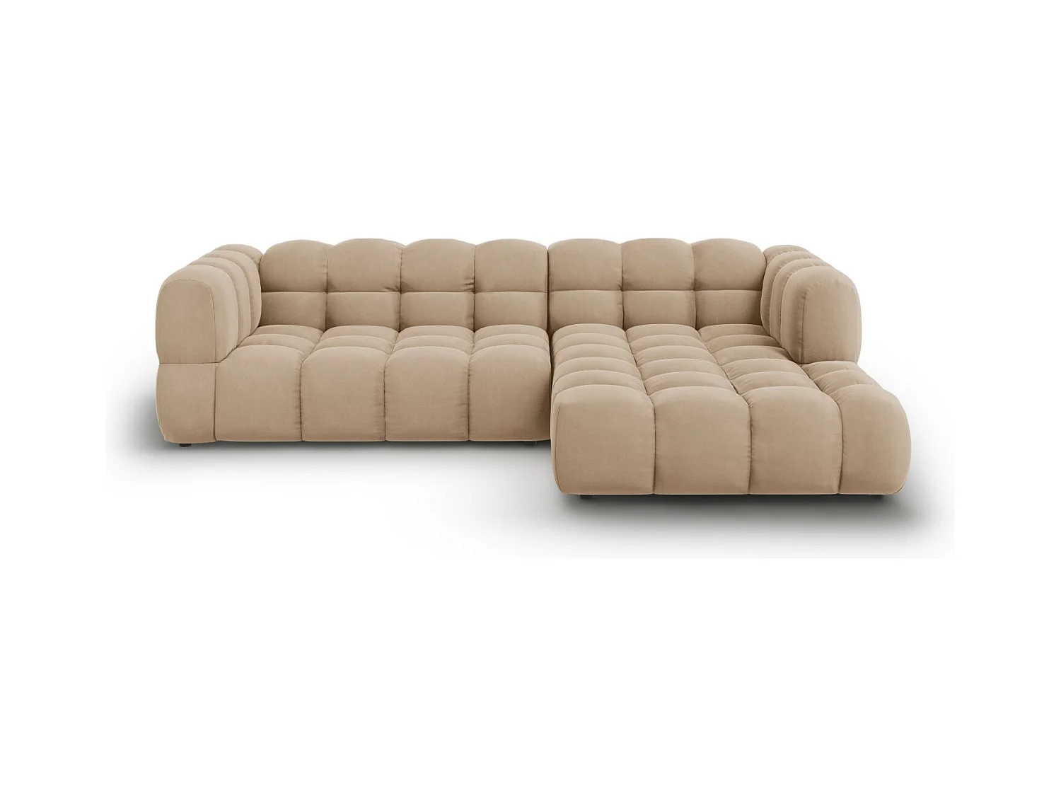 Cosmopolitan Design - Canapé d'angle droit modulable "Sky" 4 places en velours le sable - 272x162x75cm