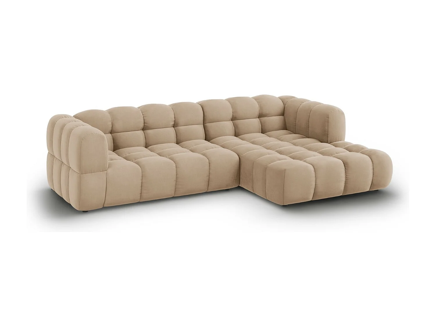 Cosmopolitan Design - Canapé d'angle droit modulable "Sky" 4 places en velours le sable - 272x162x75cm