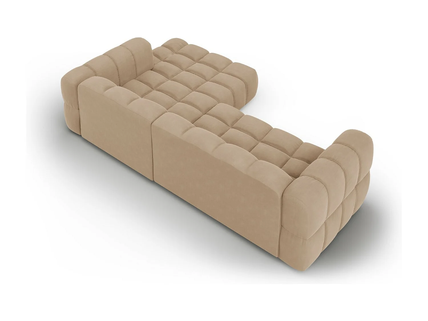 Cosmopolitan Design - Canapé d'angle droit modulable "Sky" 4 places en velours le sable - 272x162x75cm