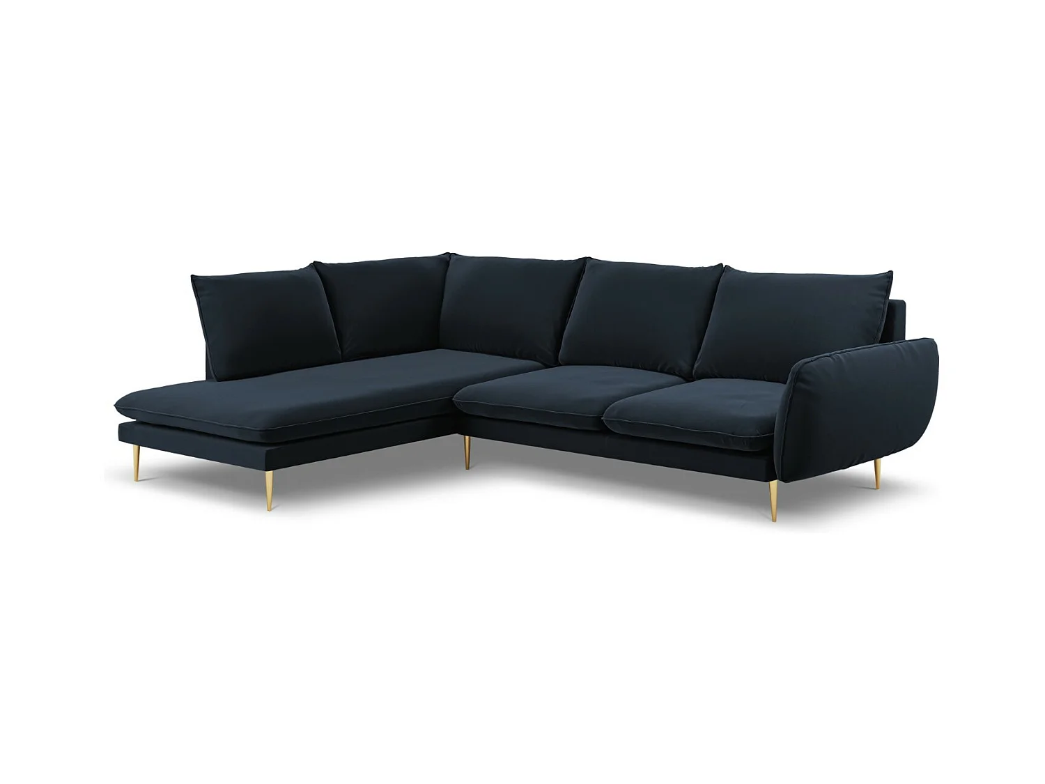 Cosmopolitan Design - Linker hoekbank "Vienna" 6 zitplaatsen, Flueel, Donkerblauw - 275x185x95cm