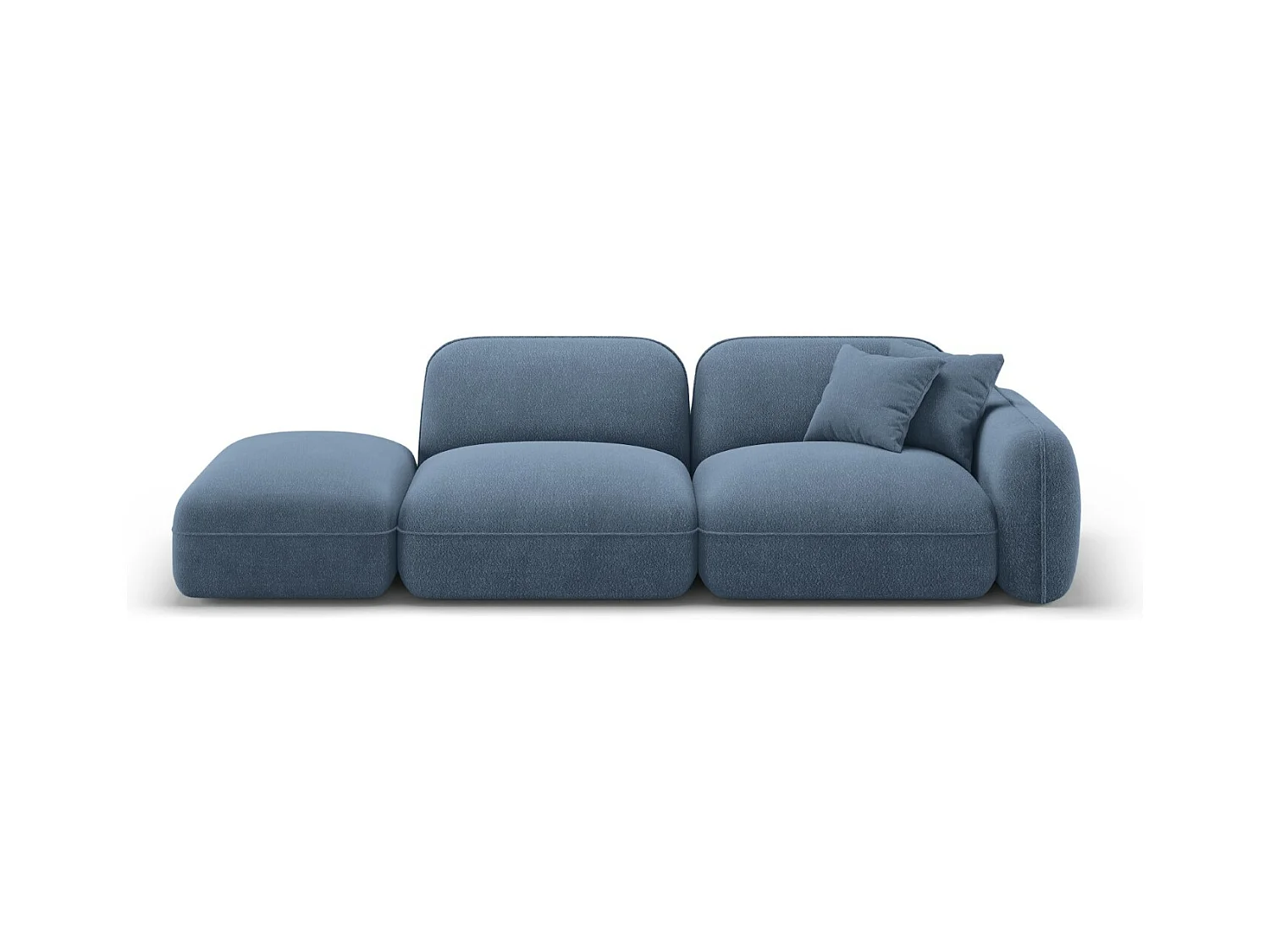 CXL by Christian Lacroix - Linker modulaire bank "Lucien" 3 zitplaatsen, Flueel, Blauwe spijkerbroek - 295x90x70cm
