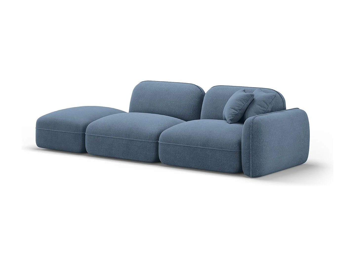 CXL by Christian Lacroix - Sofá modular virado para a esquerda "Lucien" 3 lugares em veludo azul jeans - 295x90x70cm