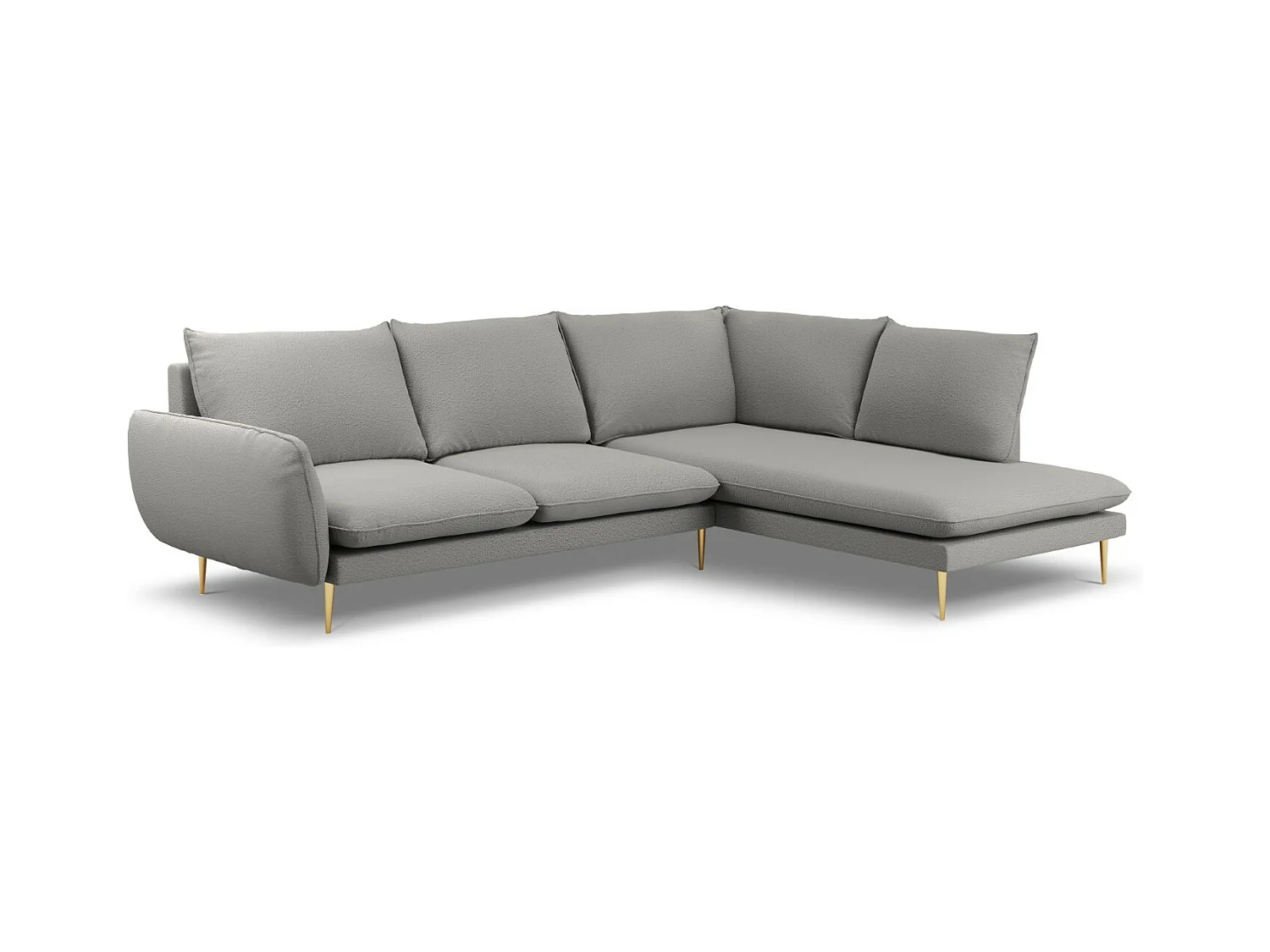Cosmopolitan Design - Rechter hoekbank "Vienna" 6 zitplaatsen, Boucle, Grijs - 275x185x95cm