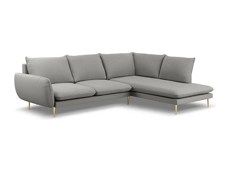 Cosmopolitan Design - Canapé d'angle droit "Vienna" 6 places en bouclé gris - 275x185x95cm