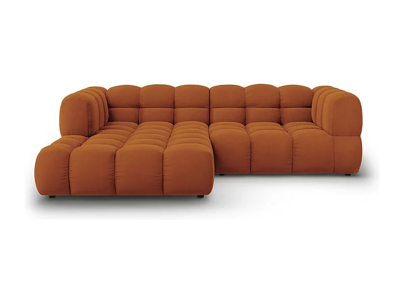 Cosmopolitan Design - Modulaire hoekbank links "Sky" 3 zitplaatsen, Flueel, Terracotta - 244x162x75cm