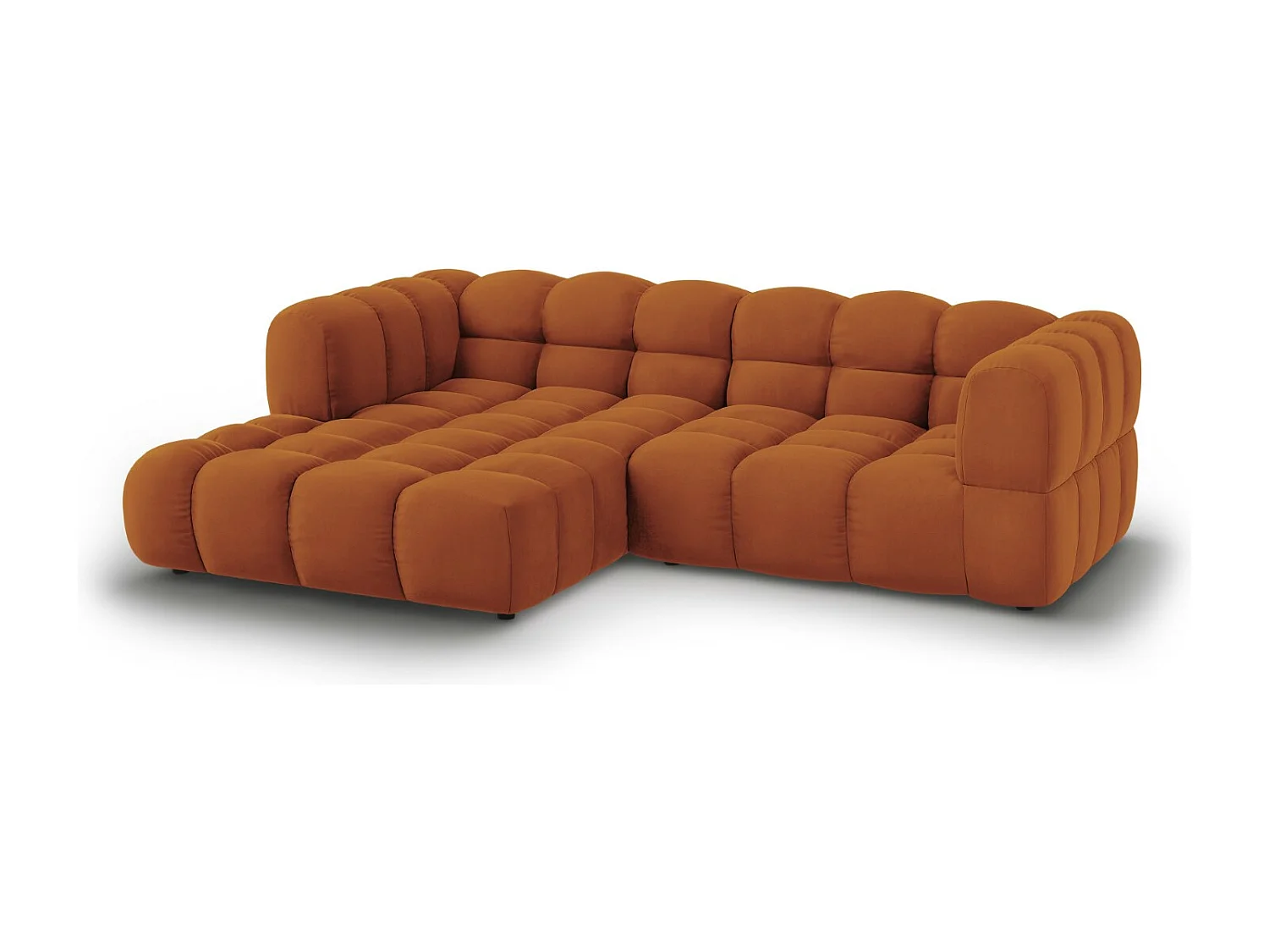 Cosmopolitan Design - 3-Sitzer modulares Ecksofa links "Sky" aus Samt terrakotta - 244x162x75cm