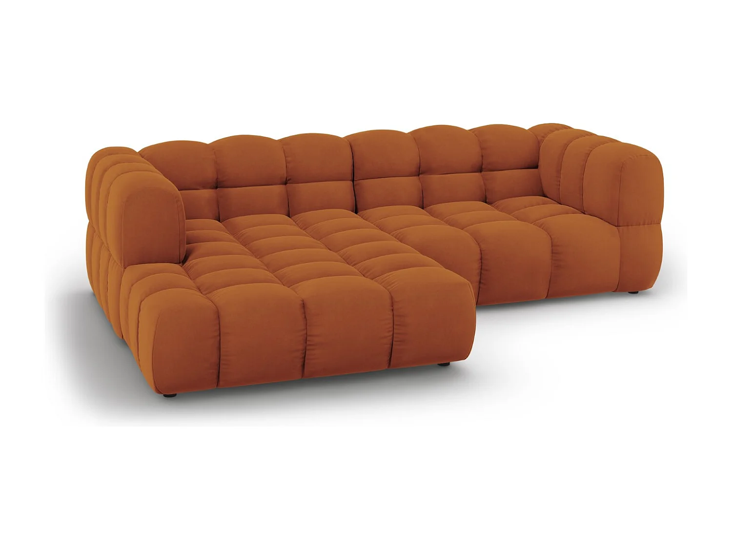 Cosmopolitan Design - 3-Sitzer modulares Ecksofa links "Sky" aus Samt terrakotta - 244x162x75cm