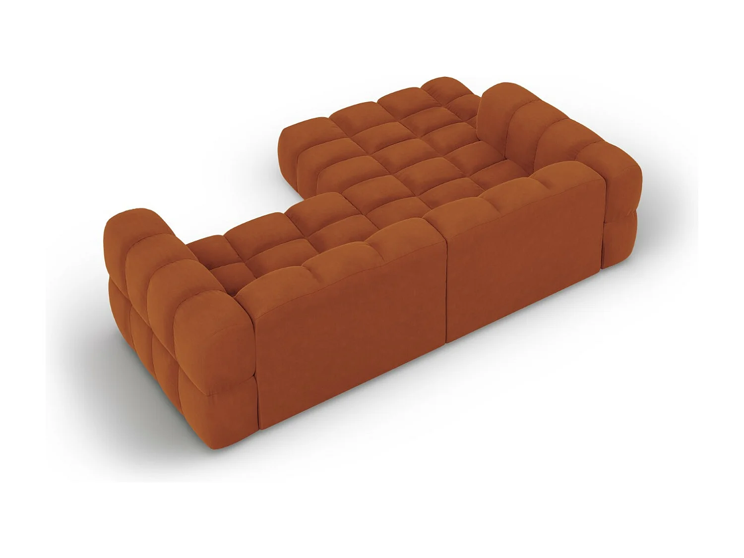 Cosmopolitan Design - 3-Sitzer modulares Ecksofa links "Sky" aus Samt terrakotta - 244x162x75cm