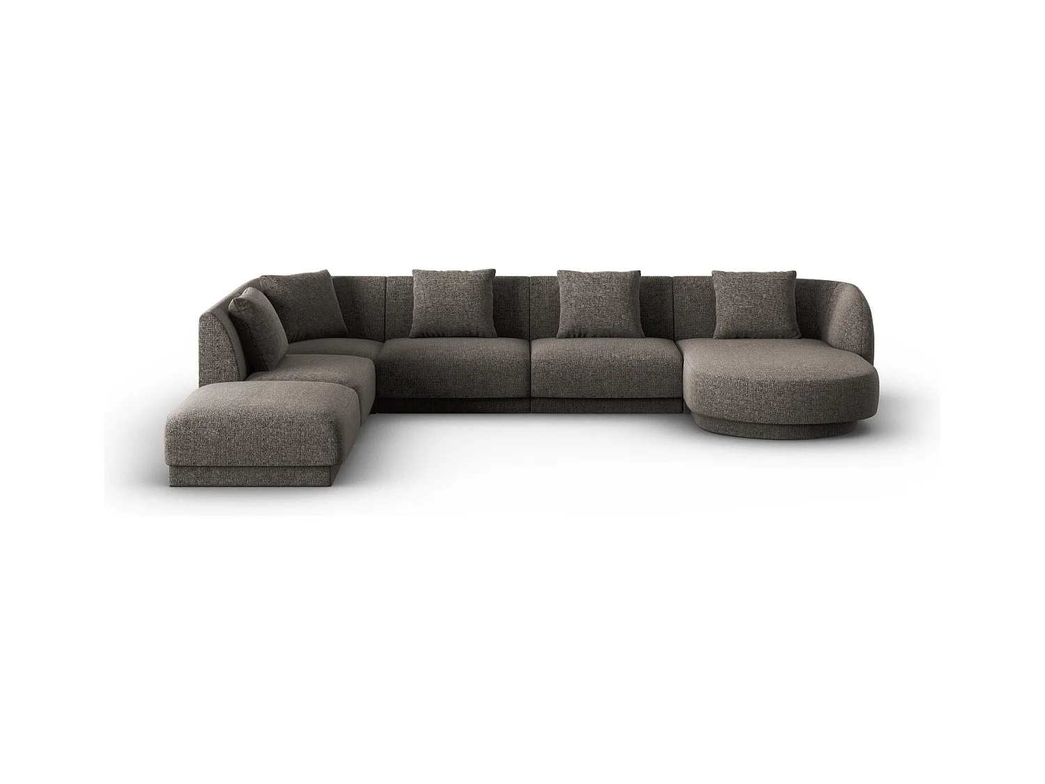 Cosmopolitan Design - Panoramische hoekbank links "Tulum" 6 zitplaatsen, Chenille, Grijs - 330x255x70cm